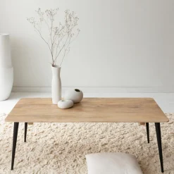 Made in Meubles Table Basse<Table basse rectangle en bois de manguier et métal Aimée
