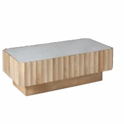 Made in Meubles Table Basse<Table basse rectangulaire en bois de manguier et marbre blanc Moana