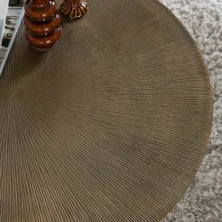 Made in Meubles Table Basse<Table basse ronde en aluminium doré et métal noir Aurèle