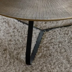 Made in Meubles Table Basse<Table basse ronde en aluminium doré et métal noir Aurèle