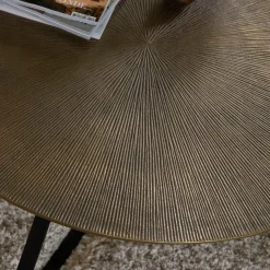 Made in Meubles Table Basse<Table basse ronde en aluminium doré et métal noir Aurèle