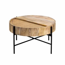 Made in Meubles Table Basse<Table basse ronde en bois et en cannage Lucie