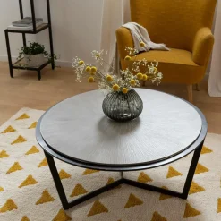 Made in Meubles Table Basse<Table basse ronde en bois et métal Céleste