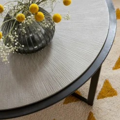 Made in Meubles Table Basse<Table basse ronde en bois et métal Céleste