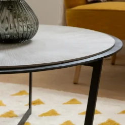 Made in Meubles Table Basse<Table basse ronde en bois et métal Céleste