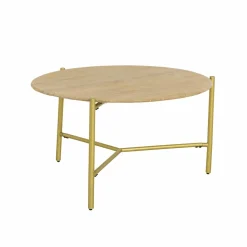 Made in Meubles Table Basse<Table basse ronde en marbre et métal doré Cerys