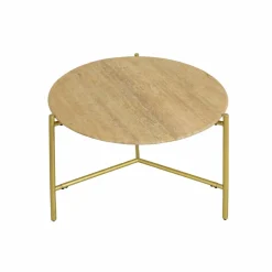 Made in Meubles Table Basse<Table basse ronde en marbre et métal doré Cerys