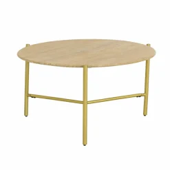 Made in Meubles Table Basse<Table basse ronde en marbre et métal doré Cerys