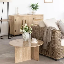 Made in Meubles Table Basse<Table basse ronde en marbre Grâce