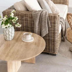 Made in Meubles Table Basse<Table basse ronde en marbre Grâce