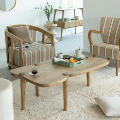 Made in Meubles Table Basse<Table basse vague en bois de manguier Zola