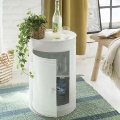 Made in Meubles Chevet<Table de chevet bidon en métal blanc Meryl