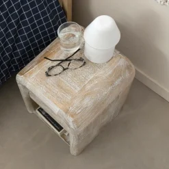 Made in Meubles Chevet<Table de chevet blanchie en bois de manguier Gilda