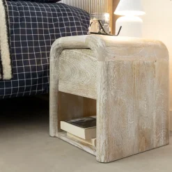 Made in Meubles Chevet<Table de chevet blanchie en bois de manguier Gilda