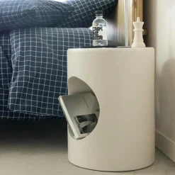 Made in Meubles Chevet<Table de chevet en bois blanc peint Amelie