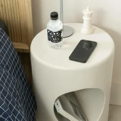 Made in Meubles Chevet<Table de chevet en bois blanc peint Amelie