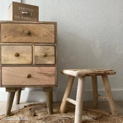 Made in Meubles Chevet<Table de chevet en bois de manguier 4 tiroirs Maëva