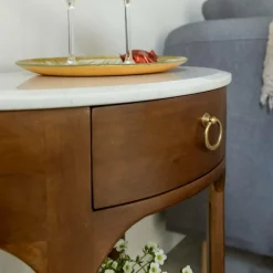 Made in Meubles Chevet<Table de chevet en manguier et marbre Enoa