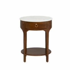 Made in Meubles Chevet<Table de chevet en manguier et marbre Enoa