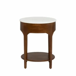 Made in Meubles Chevet<Table de chevet en manguier et marbre Enoa