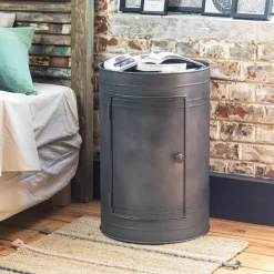 Made in Meubles Chevet<Table de chevet en métal gris Meryl