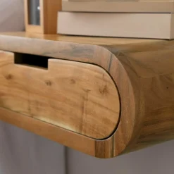 Made in Meubles Chevet<Table de chevet murale arrondie en bois d'acacia Orane