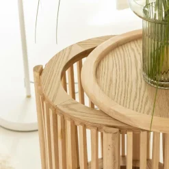 Made in Meubles Chevet<Table de chevet ronde en bois de pin Vénus