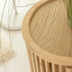 Made in Meubles Chevet<Table de chevet ronde en bois de pin Vénus