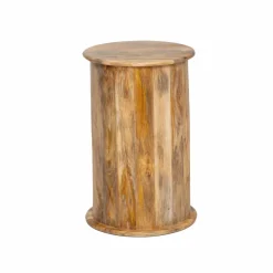 Made in Meubles Chevet<Table de chevet ronde en bois de manguier avec porte Maëva