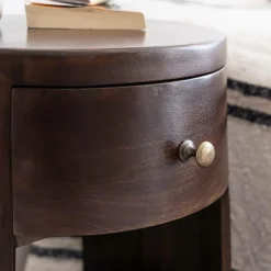 Made in Meubles Chevet<Table de chevet ronde en bois de manguier Isao