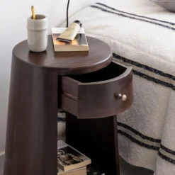 Made in Meubles Chevet<Table de chevet ronde en bois de manguier Isao