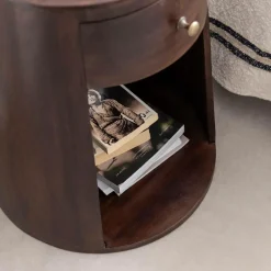 Made in Meubles Chevet<Table de chevet ronde en bois de manguier Isao
