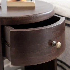 Made in Meubles Chevet<Table de chevet ronde en bois de manguier Isao