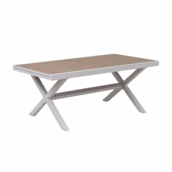 Made in Meubles Table De Jardin<Table de jardin blanche et effet bois en aluminium Ayden