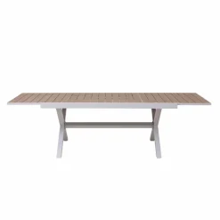 Made in Meubles Table De Jardin<Table de jardin blanche et effet bois en aluminium Ayden