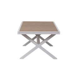 Made in Meubles Table De Jardin<Table de jardin blanche et effet bois en aluminium Ayden