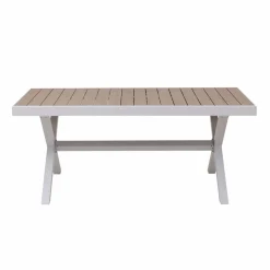 Made in Meubles Table De Jardin<Table de jardin blanche et effet bois en aluminium Ayden