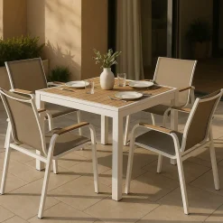 Made in Meubles Table De Jardin<Table de jardin carrée en aluminium blanc Ayden