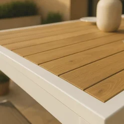 Made in Meubles Table De Jardin<Table de jardin carrée en aluminium blanc Ayden