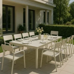 Made in Meubles Table De Jardin<Table de jardin en aluminium taupe Kaïa