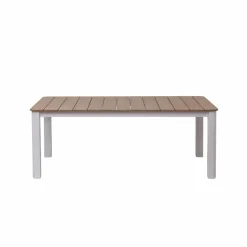 Made in Meubles Table De Jardin<Table de jardin en aluminium blanc et effet bois Ayden