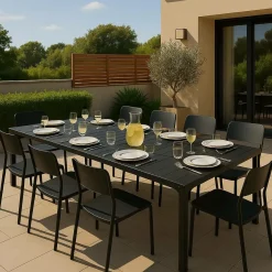 Made in Meubles Table De Jardin<Table de jardin grise en aluminium Kaïa