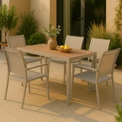 Made in Meubles Table De Jardin<Table de jardin taupe en aluminium Ayden
