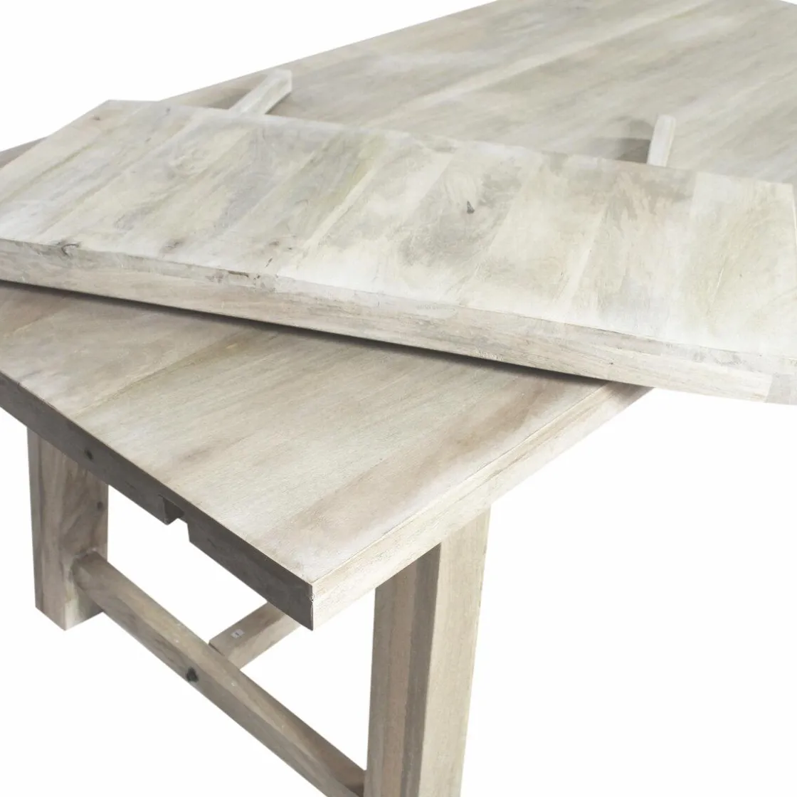 Made in Meubles Table À Manger<Table à manger avec allonges en bois de manguier blanchi Terra