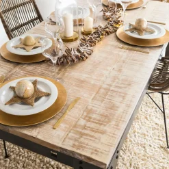 Made in Meubles Table À Manger<Table à manger avec allonges en bois de manguier et métal Locker