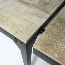 Made in Meubles Table À Manger<Table à manger avec allonges en bois de manguier et métal Locker