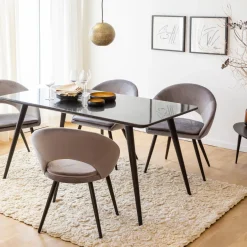 Made in Meubles Table À Manger<Table à manger avec plateau en granite noir Antonella