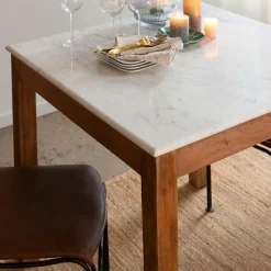 Made in Meubles Table À Manger<Table à manger carrée en bois d'acacia et marbre Arthuro