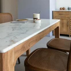 Made in Meubles Table À Manger<Table à manger en bois de manguier et marbre Arthuro