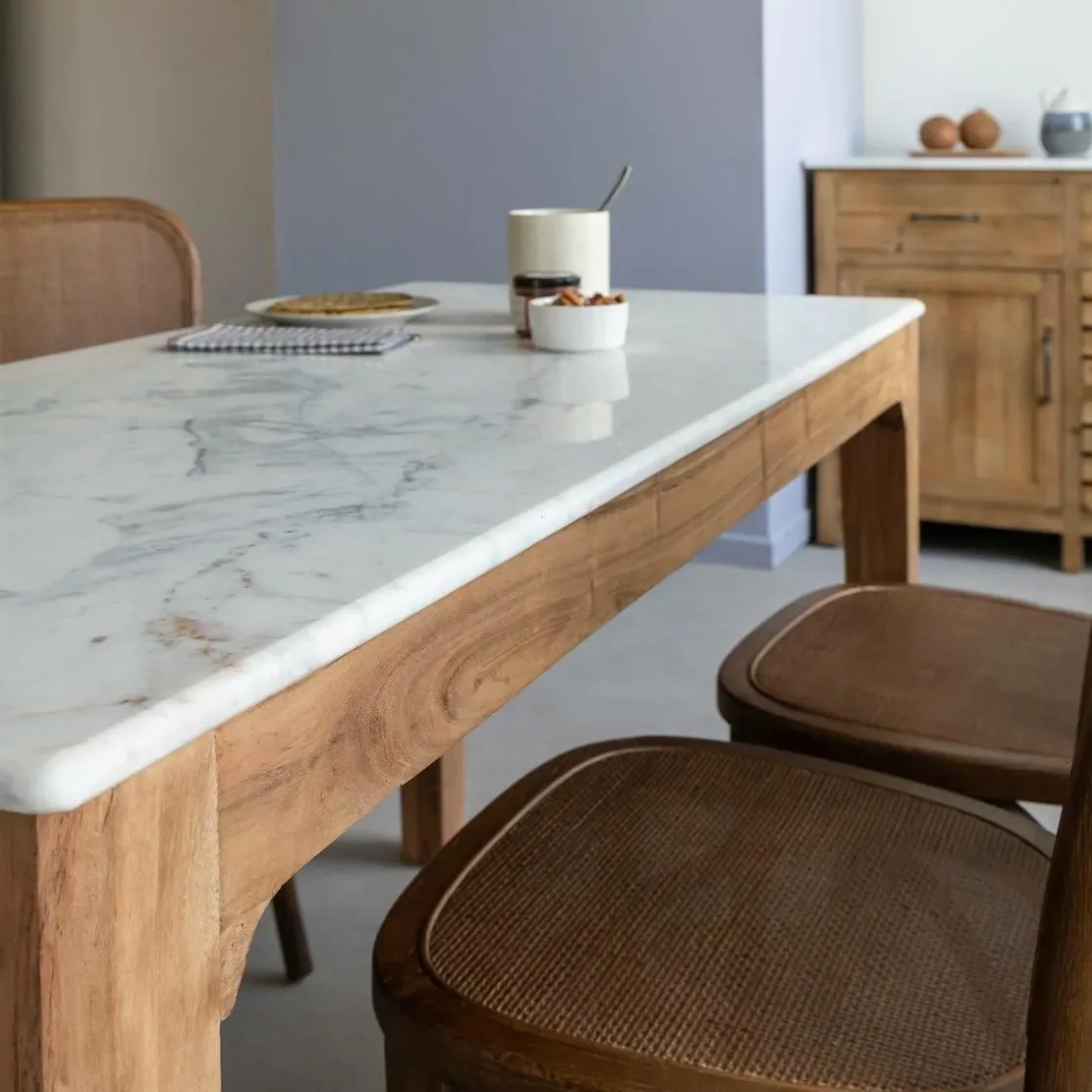 Made in Meubles Table À Manger<Table à manger en bois de manguier et marbre Arthuro